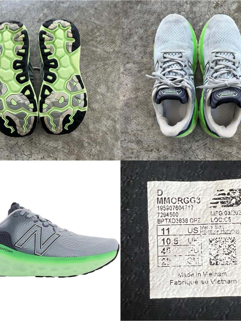 New Balance Fresh Foam More v4 Running Shoes Gray Green Men’s Size 11 - Picture 11 of 12